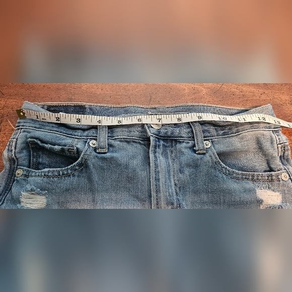 American Eagle Womens Straight Mom Jeans Size 0 Regular Light Destroy Distressed - Picture 13 of 16